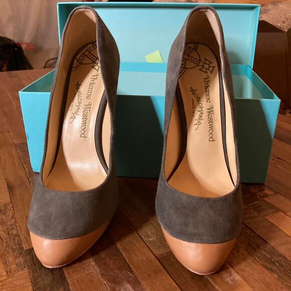 Vivienne Westwood Suede & Leather Cap-Toe Pumps – Size 38, New with Box - Picture 2 of 7